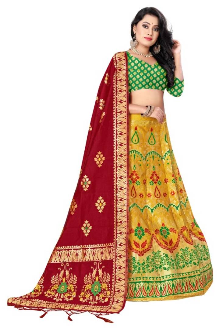 Latest Attractive Cotton Blend Semi Stitched Lehenga Choli