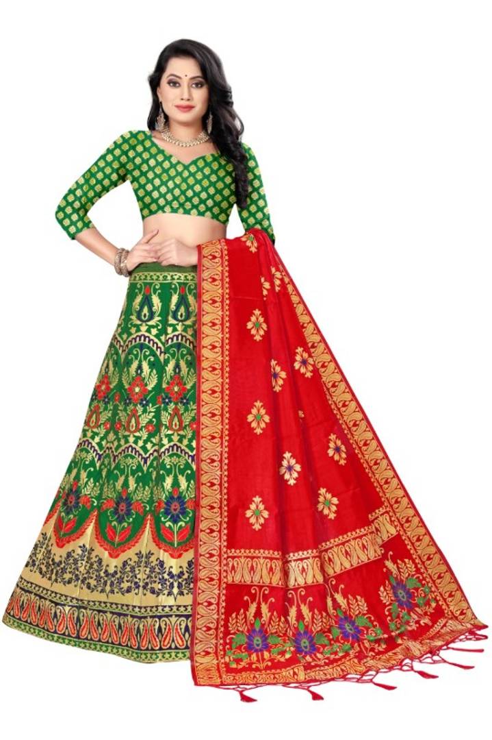 Latest Attractive Cotton Blend Semi Stitched Lehenga Choli