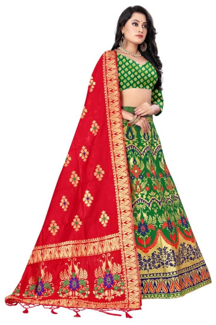 Latest Attractive Cotton Blend Semi Stitched Lehenga Choli