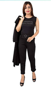 Trendy Acrylic Stretchable fabric 3 Pc set, Top Pant and Shrug