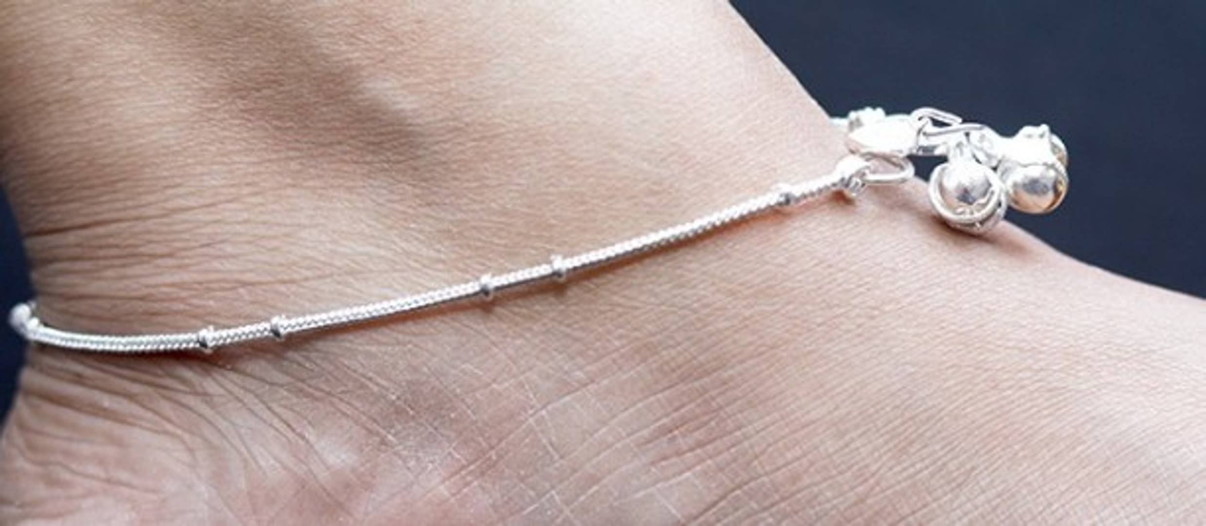 Stylish German Silver Chain Anklet For Women