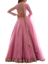 Load image into Gallery viewer, Women&#39;s Pink Silk  Semi-Stitched  Lehenga Choli