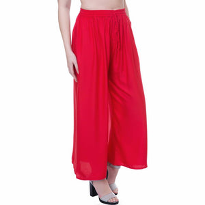 Reliable Red Rayon Solid Palazzo For Women