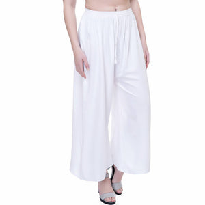 Reliable White Rayon Solid Palazzo For Women