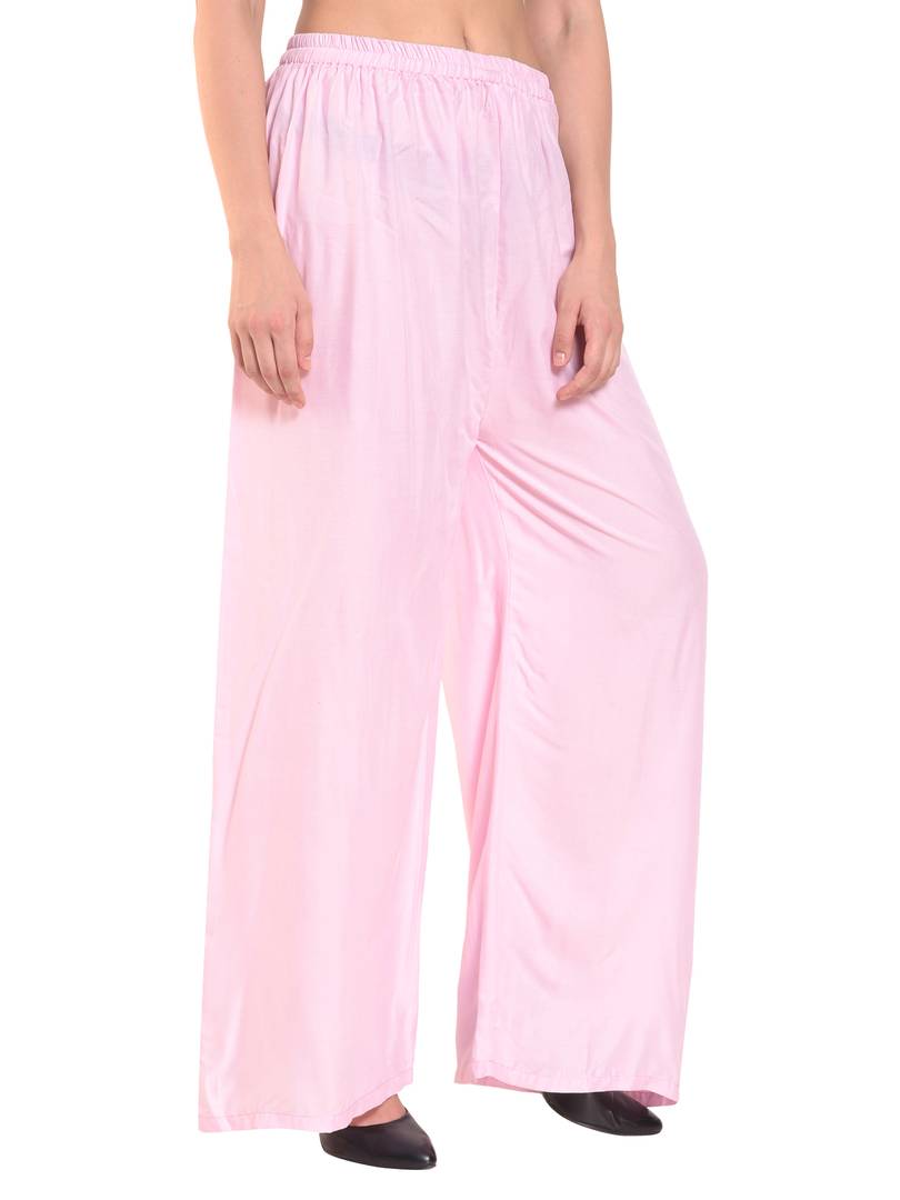 Reliable Pink Rayon Solid Palazzo For Women