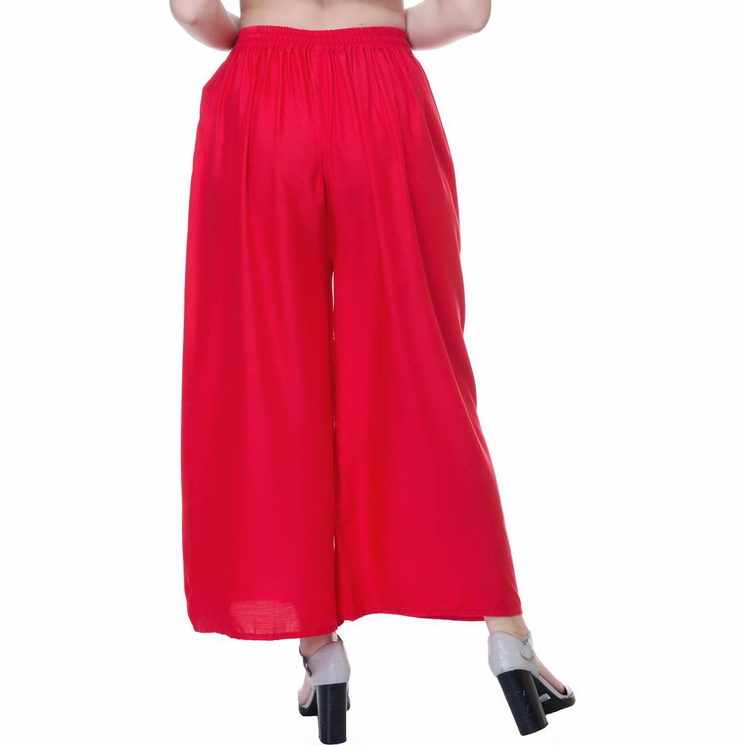 Reliable Red Rayon Solid Palazzo For Women