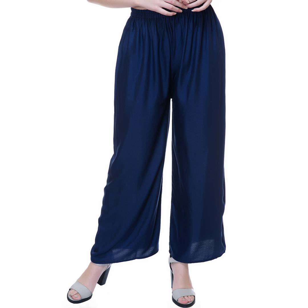 Reliable Blue Rayon Solid Palazzo For Women