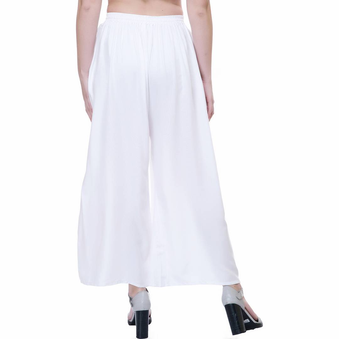 Reliable White Rayon Solid Palazzo For Women