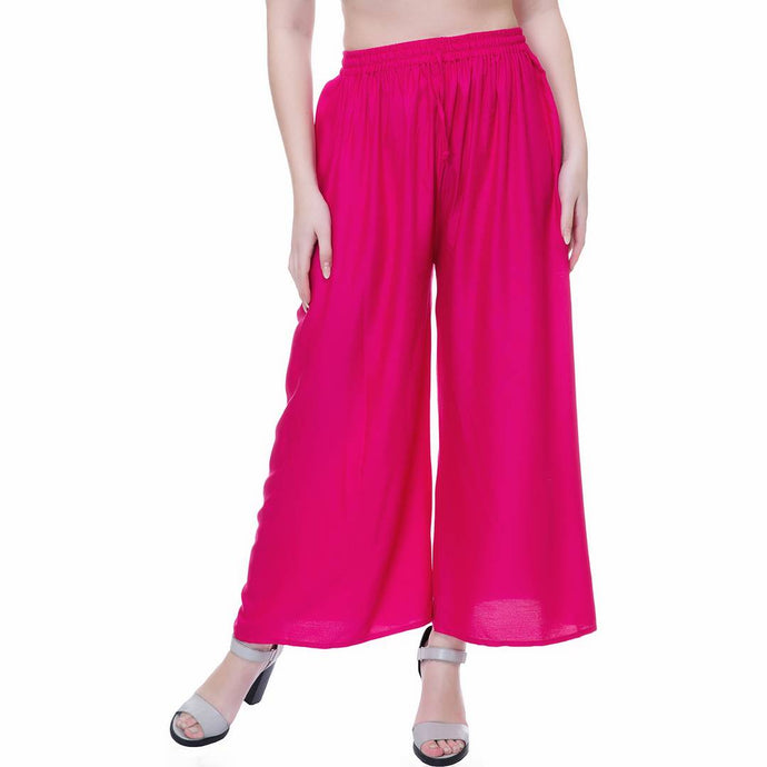 Reliable Pink Rayon Solid Palazzo For Women