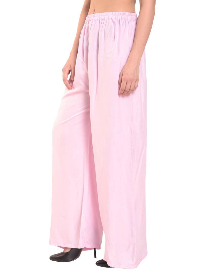 Reliable Pink Rayon Solid Palazzo For Women