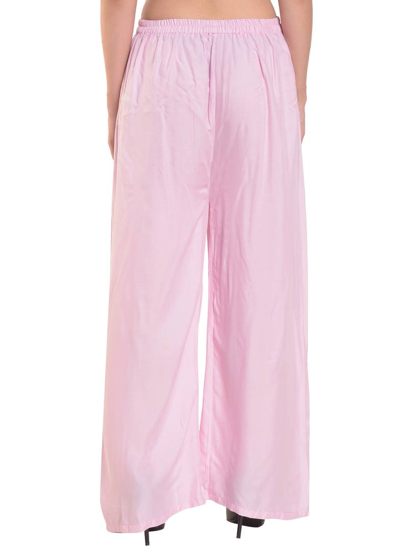 Reliable Pink Rayon Solid Palazzo For Women