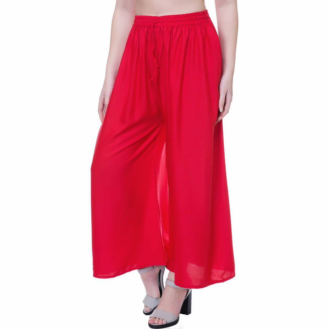 Reliable Multicoloured Rayon Solid Palazzo For Women- Pack Of 2