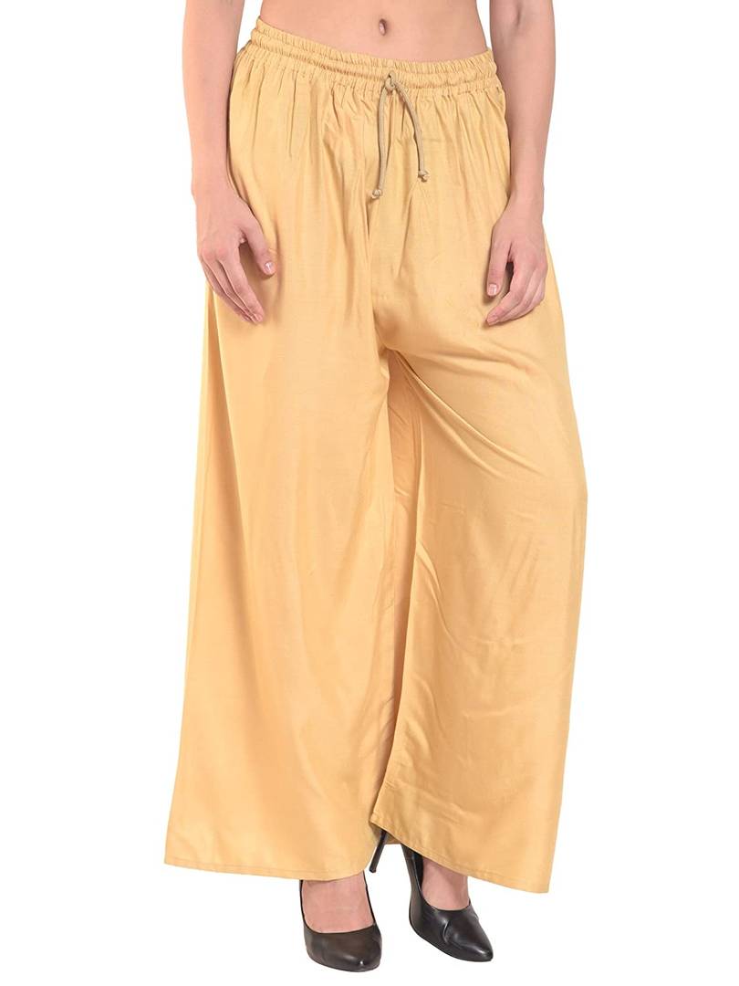 Reliable Yellow Rayon Solid Palazzo For Women