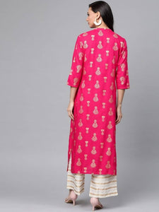 Women Rayon Kurta with Palazzo Set