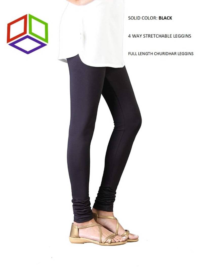 Stylish 4 Way Lycra Black Solid Legging For Women