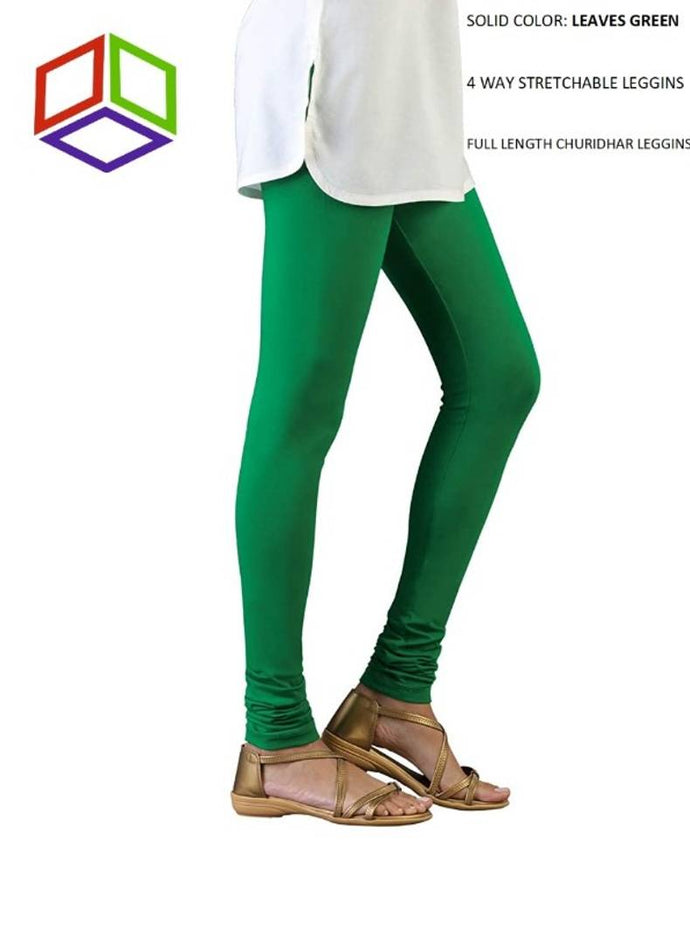 Stylish 4 Way Lycra Green Solid Legging For Women