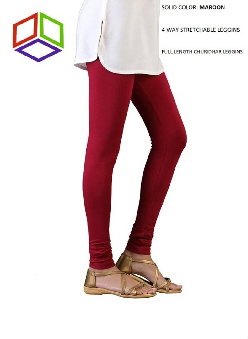 Stylish 4 Way Lycra Maroon Solid Legging For Women