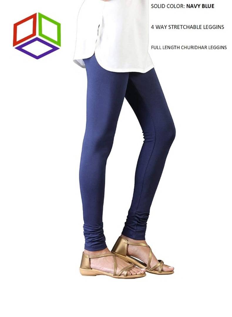 Stylish 4 Way Lycra Navy Blue Solid Legging For Women