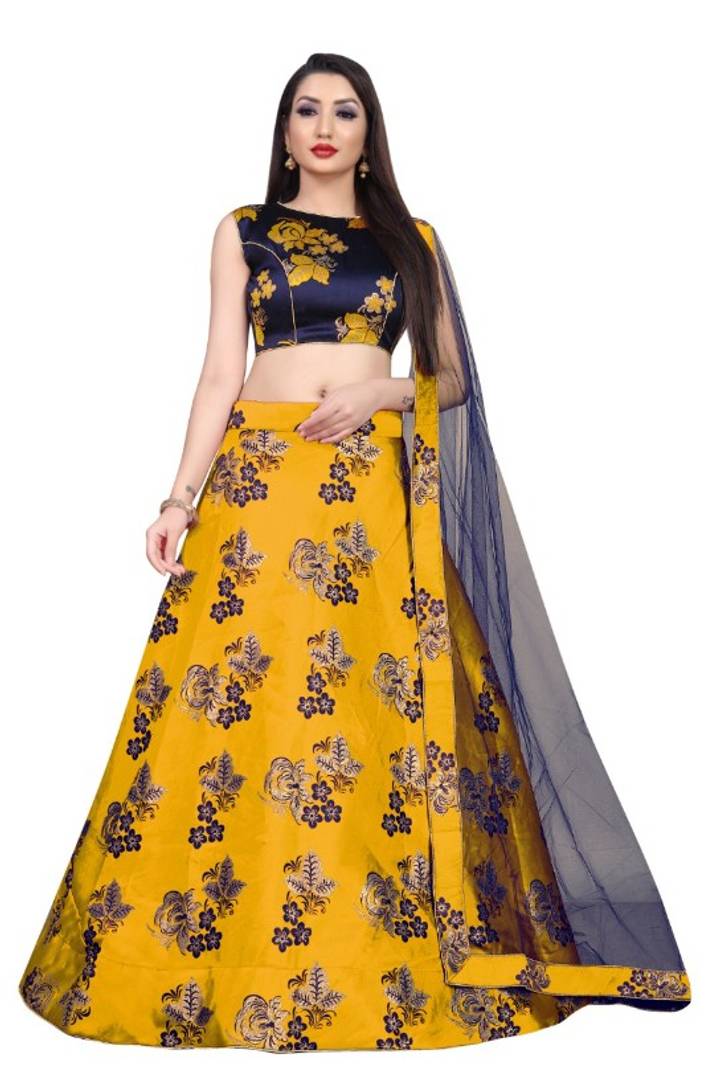 Women's Printed Semi-Stitched Lehenga Choli with Dupatta