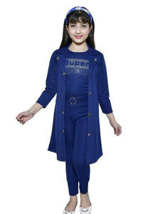 Girl's Stretchable Three Piece Dress Top Pant With Removable Shrug