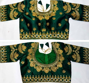 Attractive Art Silk Green Stitched Blouse