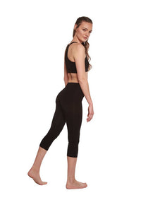 Stylish Leggings Solid Skin Fit Black Cotton Spandex Capri For Women & Girls
