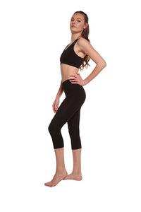 Stylish Leggings Solid Skin Fit Black Cotton Spandex Capri For Women & Girls