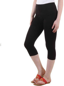 Stylish Leggings Solid Skin Fit Cotton Spandex Capri For Women & Girls (PACK OF 2)