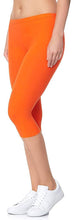 Load image into Gallery viewer, Stylish Leggings Solid Skin Fit Orange Cotton Spandex Capri For Women &amp; Girls