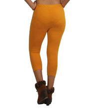 Load image into Gallery viewer, Stylish Leggings Solid Skin Fit Mustard Cotton Spandex Capri For Women &amp; Girls