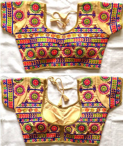 Latest Beautiful Silk Thread work and Foil Mirror work Stitched Blouse