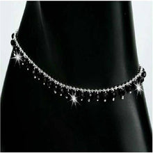 Load image into Gallery viewer, Black Bead Silver Colour Anklet For Women &amp; Girls