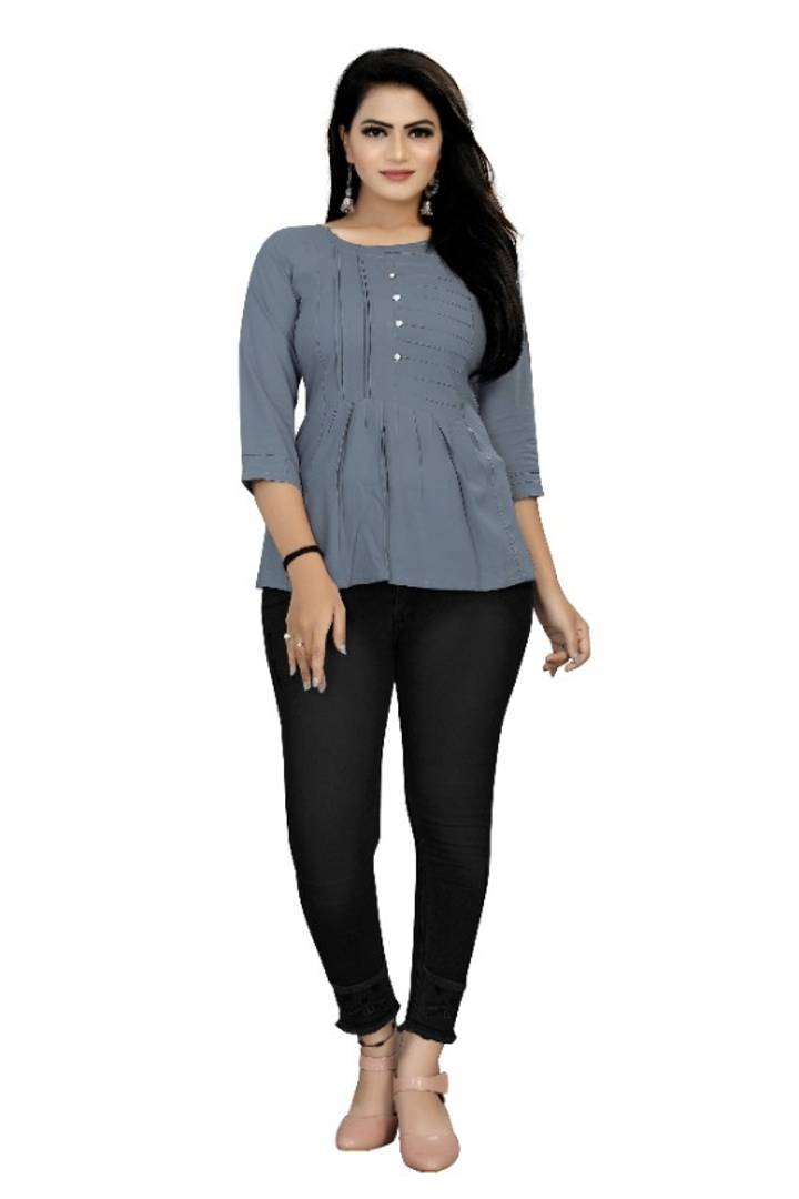 Stylish Rayon Solid 3/4 Sleeves Tunic Top For Women