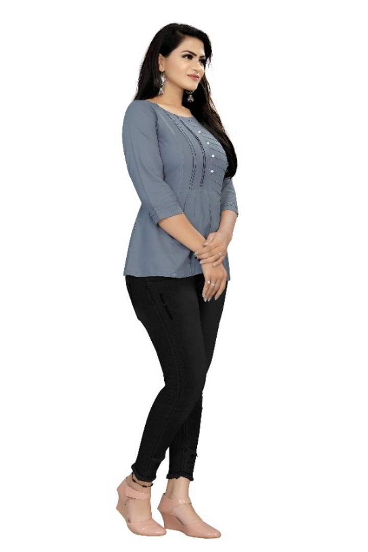 Stylish Rayon Solid 3/4 Sleeves Tunic Top For Women