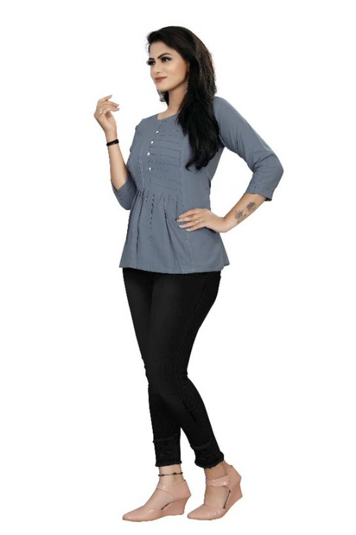 Stylish Rayon Solid 3/4 Sleeves Tunic Top For Women