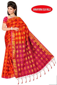 Stunning Pure Heavy Banarasi Silk Checked Saree With Blouse Piece For Women