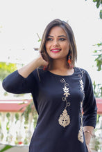 Load image into Gallery viewer, Reliable Black Rayon Gota Work Kurta For Women