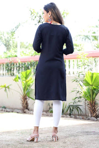 Reliable Black Rayon Gota Work Kurta For Women