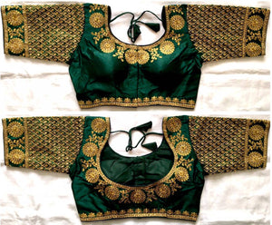 Stylish Phantom Silk Green Embroidered Blouse For Women