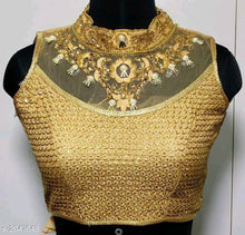 Load image into Gallery viewer, Stylish Golden Phantom Silk Embroidered Stitched Blouse
