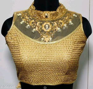 Stylish Golden Phantom Silk Embroidered Stitched Blouse