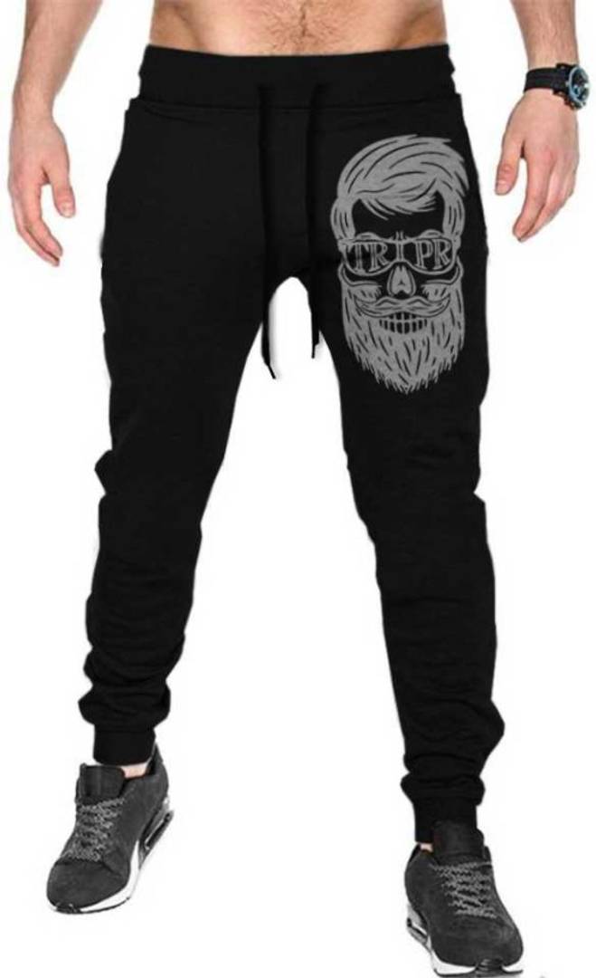 Mens Printed Track Pant Black