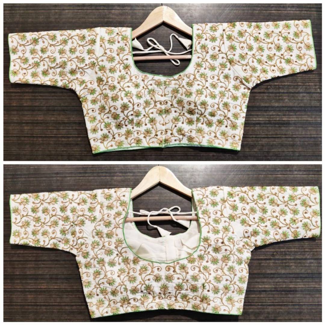 Stylish Phantom Silk Embroidered Stitched Blouse