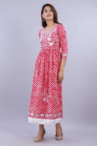 Elegant Cotton Embroidered Kurta with Gota Work Pant For Women