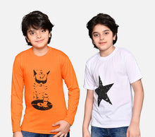 Load image into Gallery viewer, Boys Tshirt Combo Pack  Unisex Kids T-Shirt Combo Set Regular Fit Round Neck Stylish Printed Tees  Cotton Blend, 2 Pcs, Orange &amp; White