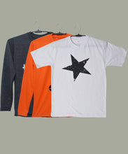 Load image into Gallery viewer, Boys Tshirt Combo Pack  Unisex Kids T-Shirt Combo Set Regular Fit Round Neck Stylish Printed Tees  Cotton Blend, 3 Pcs, Dark Grey, Orange &amp; White