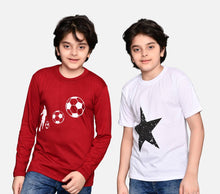 Load image into Gallery viewer, Boys Tshirt Combo Pack  Unisex Kids T-Shirt Combo Set Regular Fit Round Neck Stylish Printed Tees  Cotton Blend, 2 Pcs, Maroon &amp; White