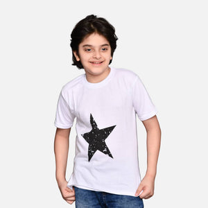 Boys Tshirt For Kids  Unisex Kids T-Shirt For Casual Wear Regular Fit Round Neck Stylish Printed Tees  Cotton Blend, 1 Pcs, White