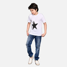 Load image into Gallery viewer, Boys Tshirt For Kids  Unisex Kids T-Shirt For Casual Wear Regular Fit Round Neck Stylish Printed Tees  Cotton Blend, 1 Pcs, White