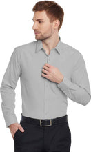 Load image into Gallery viewer, Stylish Polycotton Grey Solid Slim Fit Long Sleeve Formal Shirt For Men